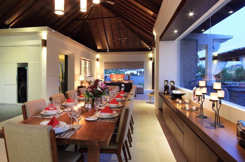 Kemala Villa Dining Area at Night, Canggu | 5 Bedroom Villas Bali