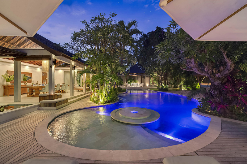 Lataliana Villas Swimming Pool at Night, Seminyak | 5 Bedroom Villas Bali