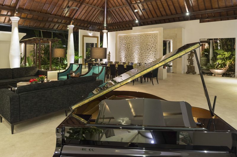 Uma Wana Prasta Living Area with Piano, Canggu | 5 Bedroom Villas