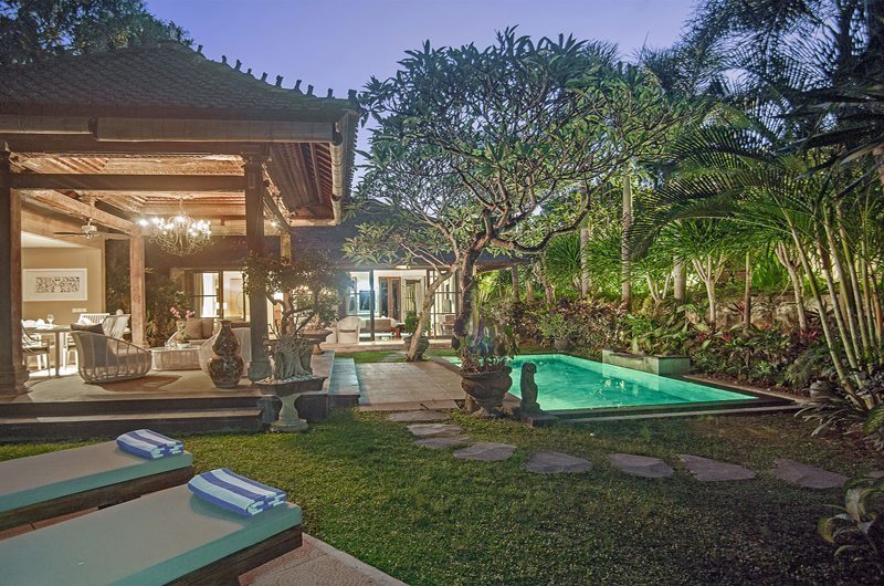 Villa Avalon Bali Gardens and Pool at Night, Canggu | 5 Bedroom Villas Bali