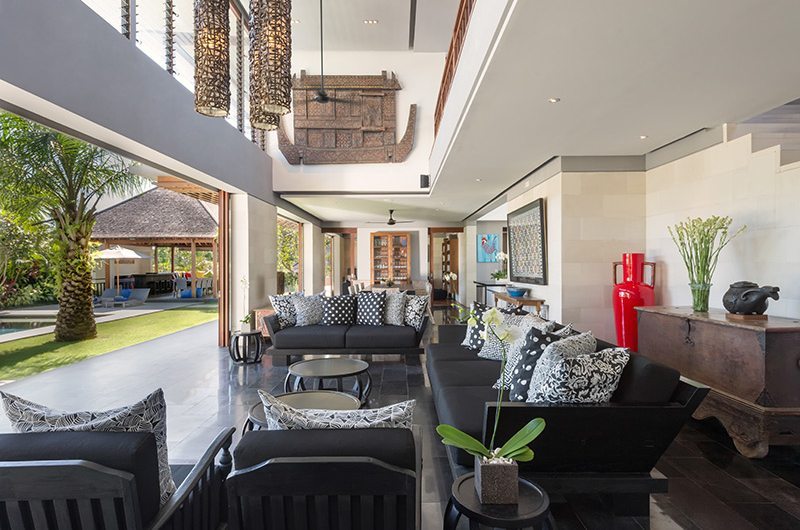 Bendega Villas Living Area with Pool View, Canggu | 5 Bedroom Villas Bali