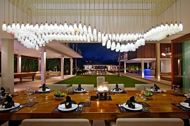Villa Kalyani Dining Area at Night, Canggu | 5 Bedroom Villas Bali