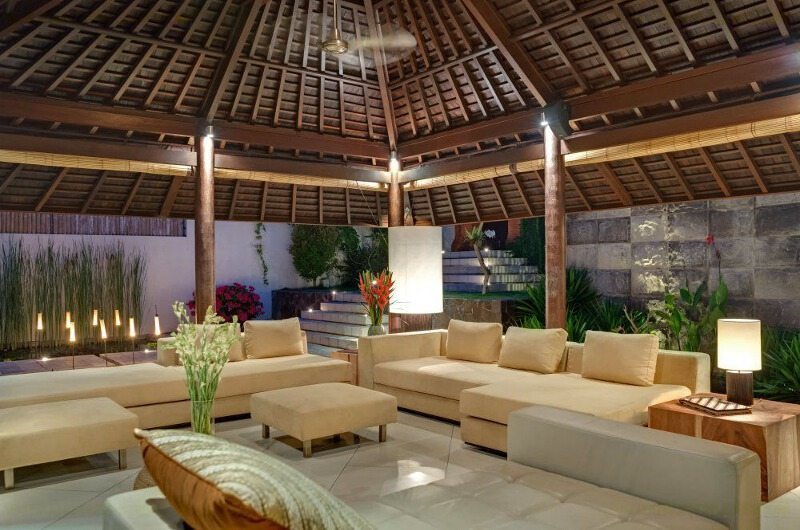 Villa Mata Air Living Area at Night, Canggu | 5 Bedroom Villas Bali